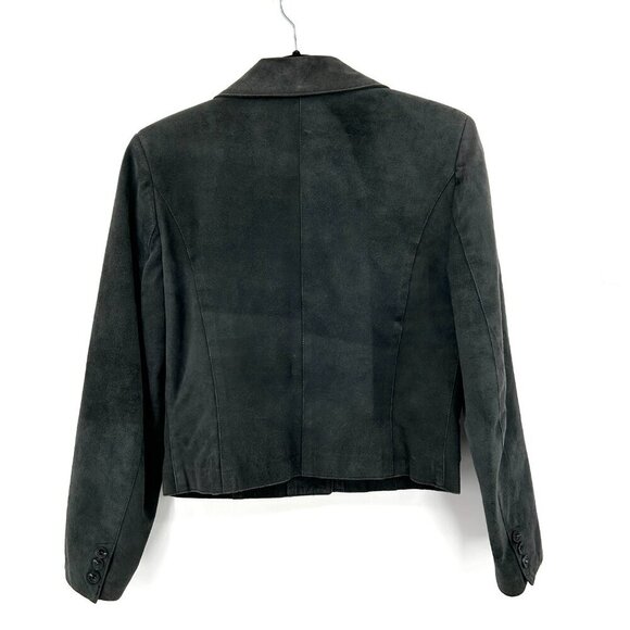 VERA PELLE Gray Women's Faux Leather Suede Cropped Boxy Jacket Size 42 Small - Picture 2 of 6